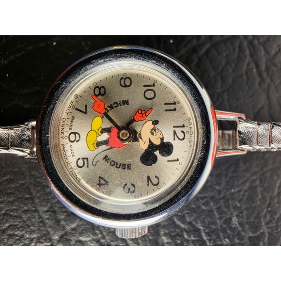 Vintage Mickey Mouse WALT DISNEY PROD. Watch Bracelet Band. Bradley Manual SWISS main image 6